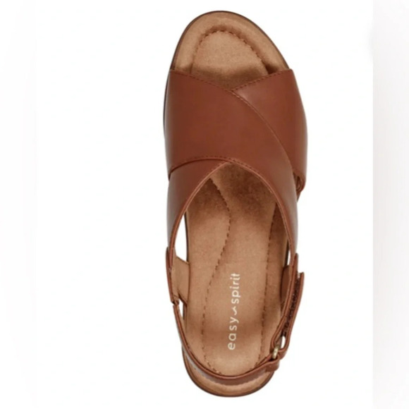 NWOB Easy Spirit Chantal  Brown Leather Casual Heeled Sandals 7 - Picture 3 of 13
